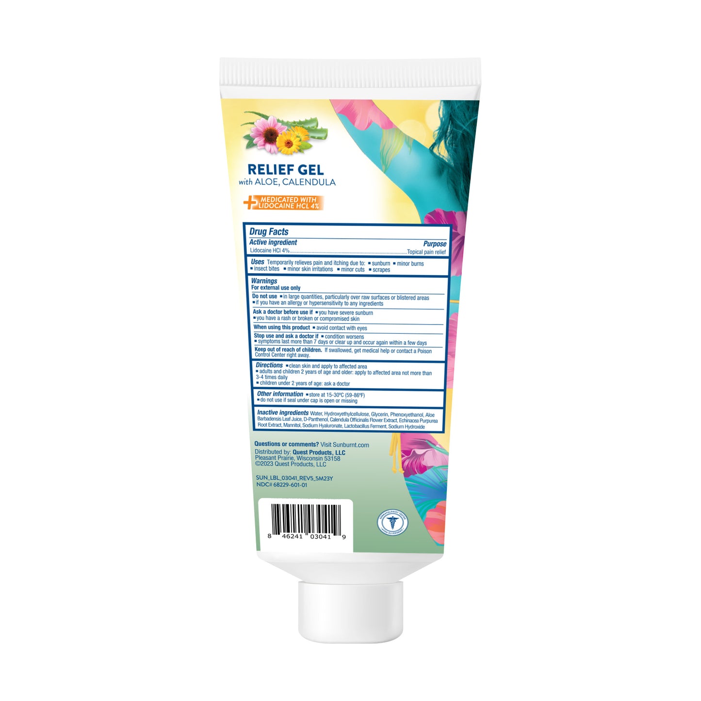 SunBurnt Sun Recovery Hydrating After Sun Gel Plus Pain Relief with 4% Lidocaine, 4 fl oz.