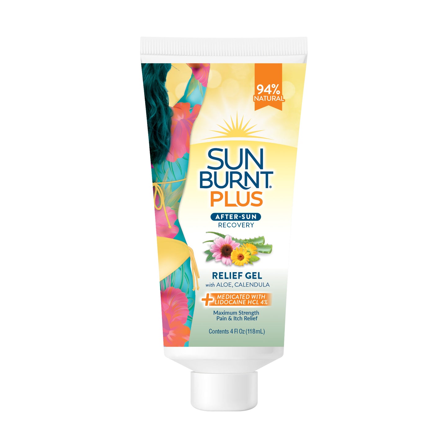 SunBurnt Sun Recovery Hydrating After Sun Gel Plus Pain Relief with 4% Lidocaine, 4 fl oz.