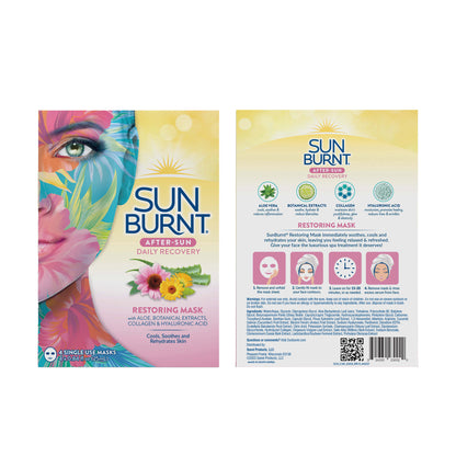 SunBurnt Sun Recovery Hydrating After Sun Facial Mask, 4-pack